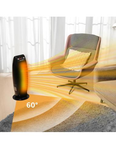 Calefactor de Torre Oscilante Amazon Basics 1500W con Control Remoto