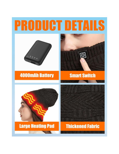 Gorro y Bufanda Calentados Unisex R-TAX RTX-DR08 4000mAh
