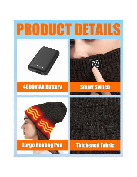 Gorro y Bufanda Calentados Unisex R-TAX RTX-DR08 4000mAh