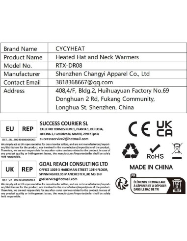 Gorro y Bufanda Calentados Unisex R-TAX RTX-DR08 4000mAh