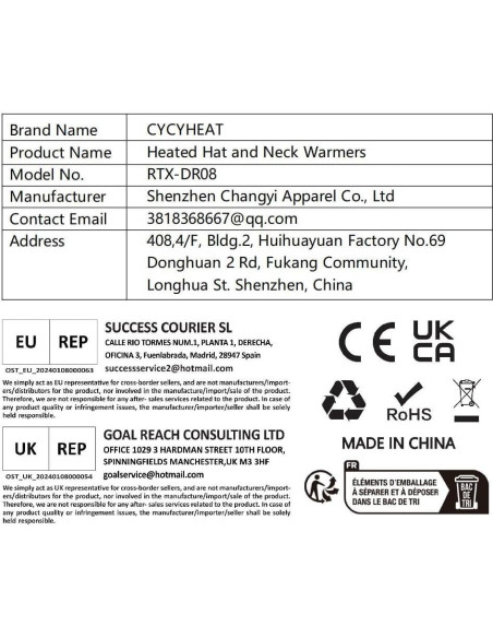 Gorro y Bufanda Calentados Unisex R-TAX RTX-DR08 4000mAh