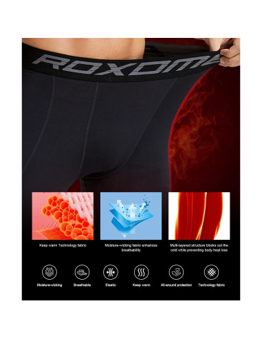Pantalones Térmicos de Compresión Roxdme Hombre Negro
