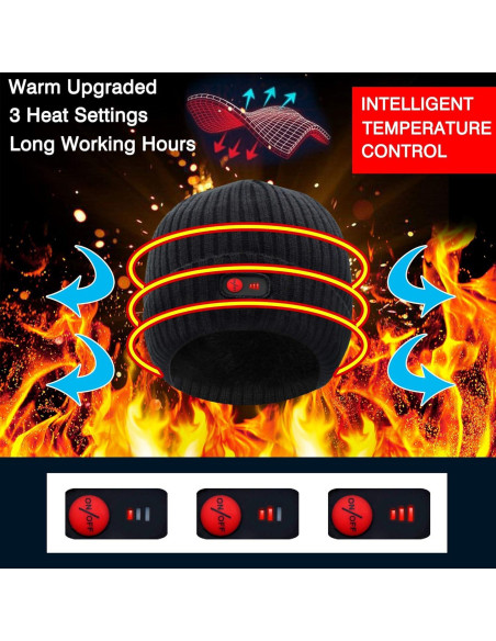 Gorro Calentado Autocastle 7.4V Unisex Negro 3 Niveles