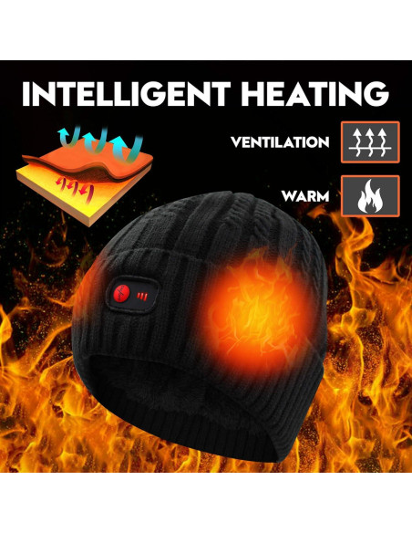 Gorro Calentado Autocastle 7.4V Unisex Negro 3 Niveles