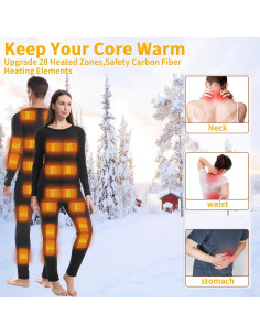 Ropa Interior Térmica Calentada Unisex 28 Almohadillas Negro 2