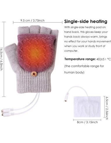 Guantes Calentados USB Unisex Petyoung - Invierno 16 cm