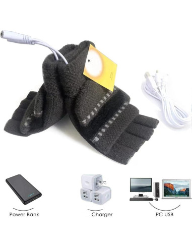 Guantes Calentados USB Kbinter para Invierno Gris Profundo