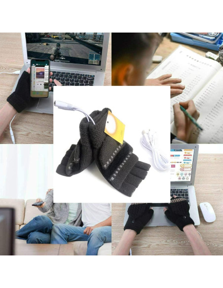 Guantes Calentados USB Kbinter para Invierno Gris Profundo