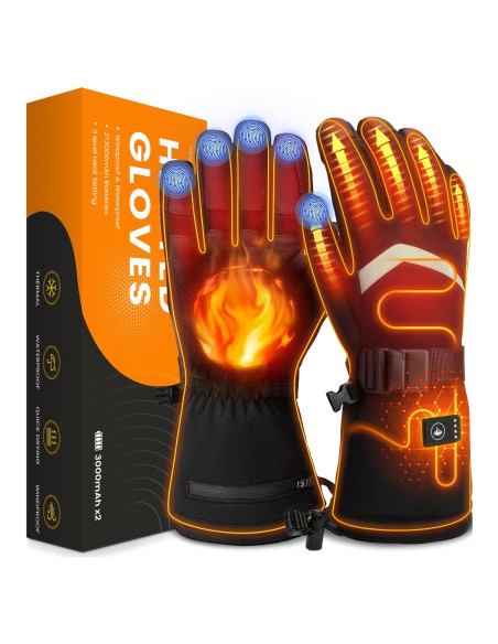 Guantes Calentados AMZYXH HT-10 Táctiles Unisex Negro