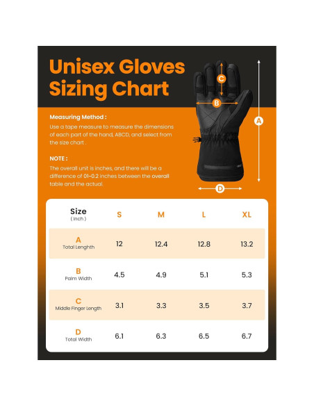 Guantes Calentados AMZYXH HT-10 Táctiles Unisex Negro