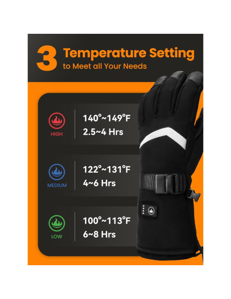 Guantes Calentados AMZYXH HT-10 Táctiles Unisex Negro