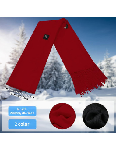 2 Bufandas Calentadas USB para Invierno - Lana Sintética