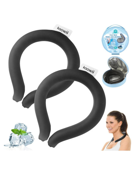 Tubo de Enfriamiento de Cuello Koowii Reutilizable Negro - 2 Piezas