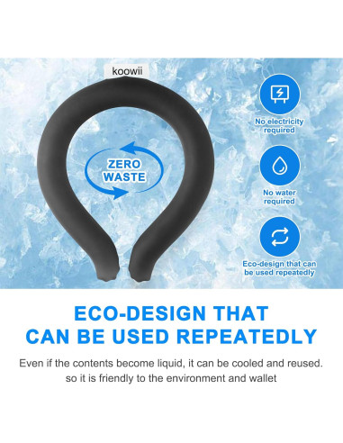 Tubo de Enfriamiento de Cuello Koowii Reutilizable Negro - 2 Piezas