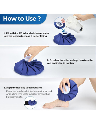 Bolsa de Hielo Reutilizable Ohuhu 22,86 cm Azul Terapia Fría