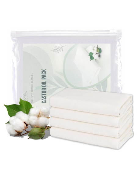 4 Piezas de Franela de Algodón Orgánico para Aceite de Ricino
