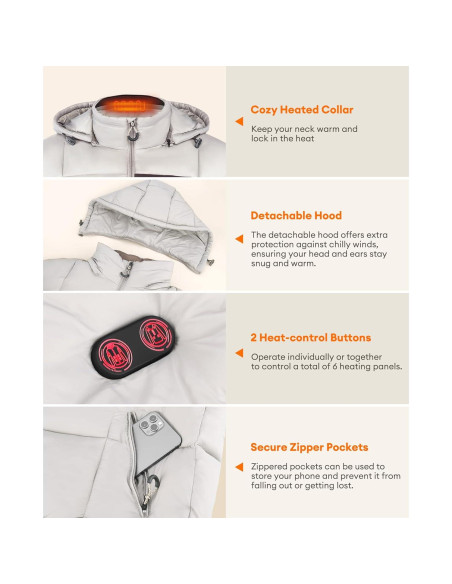 Chaqueta Calentada GOZTI Qt-06 para Mujeres con Batería 7.4V