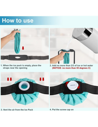 Bolsas de Hielo Reutilizables ASEKACK - 3 Tamaños con Correa