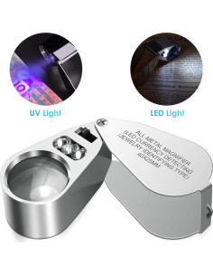 Lupa de Joyero Leffis 40X con Luz LED y UV Plegable 2