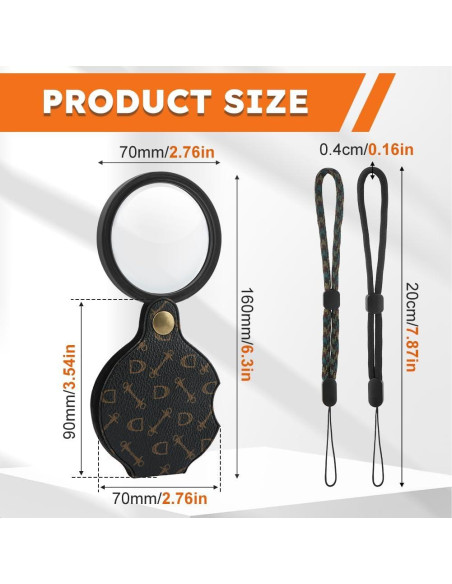 Lupa de Bolsillo 15X QKDS Plegable con Funda Protectora