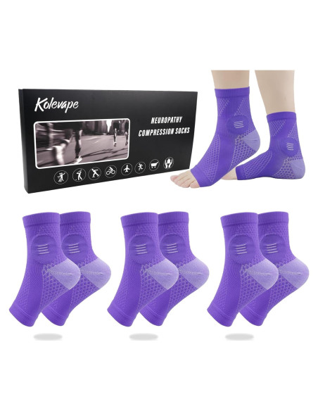 3 Pares de Calcetines de Compresión KOLEVAPE para Neuropatía
