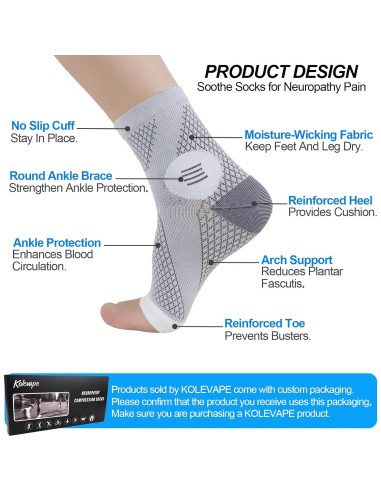 3 Pares de Calcetines de Compresión KOLEVAPE para Neuropatía