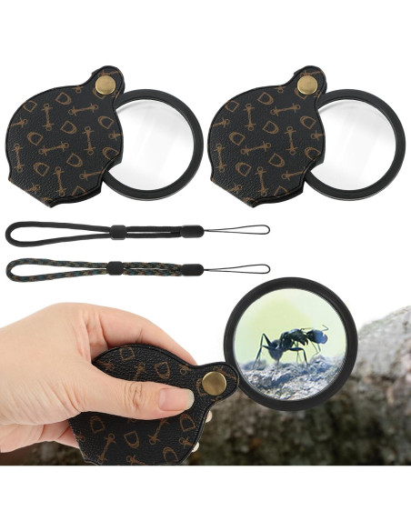 Lupa de Bolsillo 15X QKDS Plegable con Funda Protectora