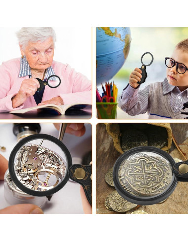 Lupa de Bolsillo 15X QKDS Plegable con Funda Protectora