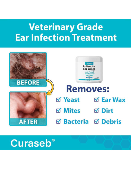 Toallitas para Oídos Curaseb 100 Unidades Gatos y Perros