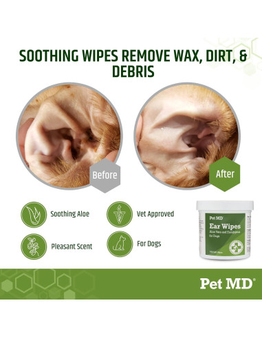 Toallitas Limpiadoras para Oídos de Perro Pet MD - 100 Unidades