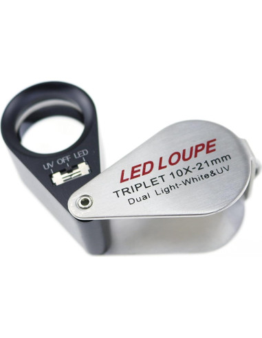 Lupa de bolsillo TEKCOPLUS GLTK-18 10x con luz UV y LED