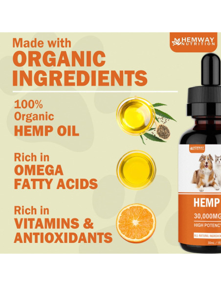 Aceite de Cáñamo Orgánico HEMWAY para Perros y Gatos 168g