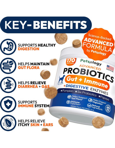 Probioticos para Perros Petsology 170 Masticables Pollo