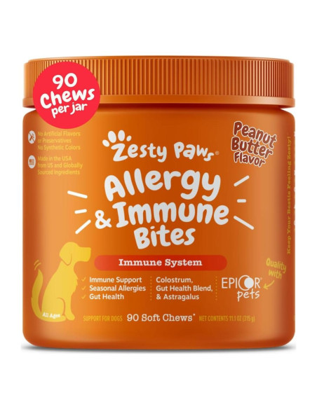 Zesty Paws Alivio Alergias Perros 90 Masticables Mantequilla