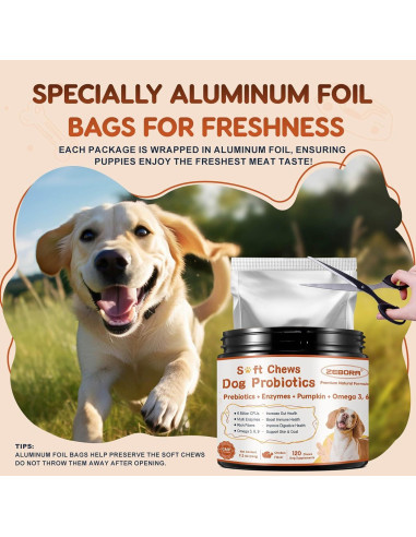Probioticos para Perros ZEBORA 120 Golosinas Salud Digestiva