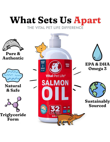 Aceite de Salmón Vital Pet Life 32 oz - Omega 3 para Mascotas