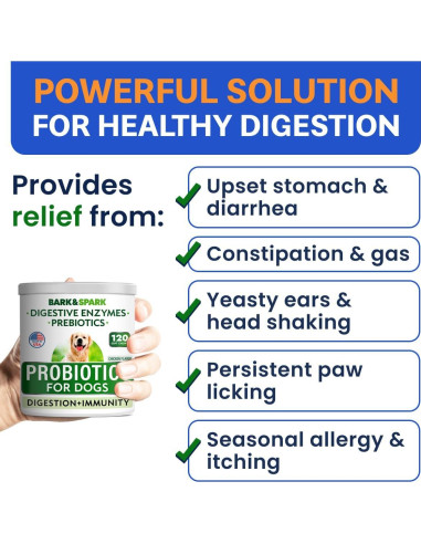 Probioticos para Perros Bark&Spark 120Ct Pollo Digestión