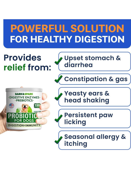 Probioticos para Perros Bark&Spark 120Ct Pollo Digestión