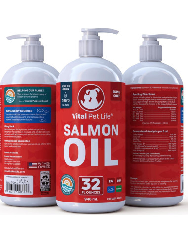 Aceite de Salmón Vital Pet Life 32 oz - Omega 3 para Mascotas