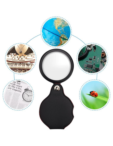 Lupa de Bolsillo Plegable Cobee 10x con Funda Protectora