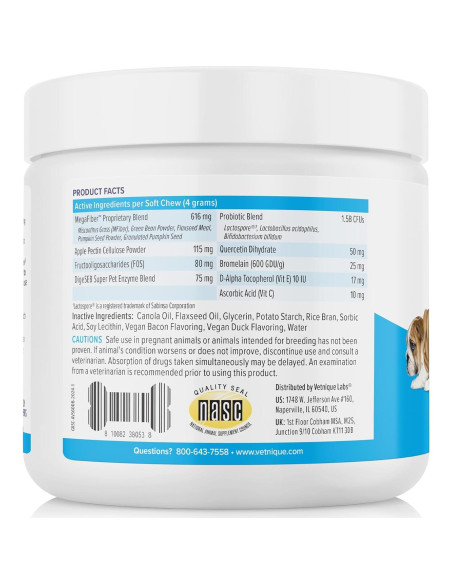 Glandex Vetnique Suplemento Digestivo para Perros 60 Ct