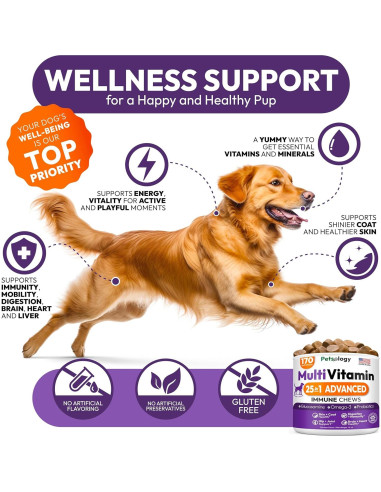 Multivitamínico Masticable para Perros Petsology 170 Unidades