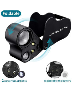 Lupa de Joyero JARLINK 2 Pack con Luz LED y UV 30X 60X 90X 2