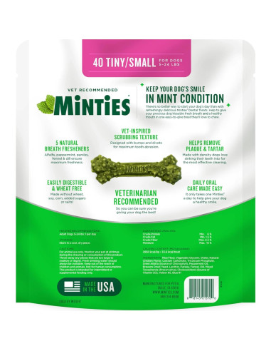 Minties Masticables Dentales para Perros Pequeños 0,45 kg