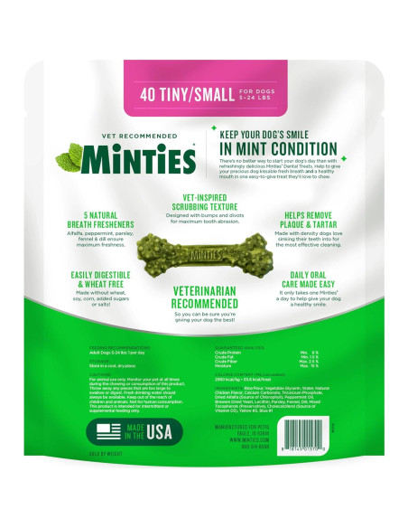 Minties Masticables Dentales para Perros Pequeños 0,45 kg