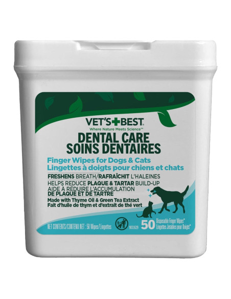 Toallitas Dentales Vet's Best para Perros y Gatos 50 Unidades