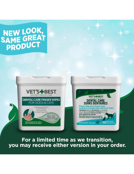 Toallitas Dentales Vet's Best para Perros y Gatos 50 Unidades