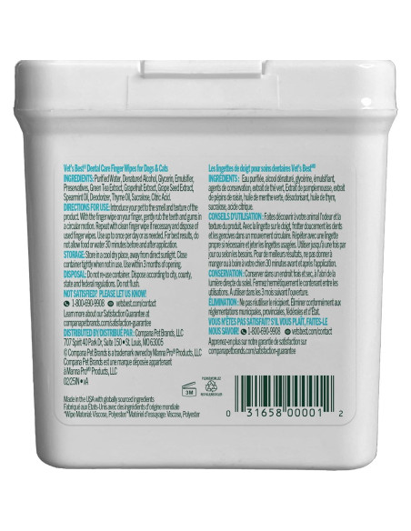 Toallitas Dentales Vet's Best para Perros y Gatos 50 Unidades