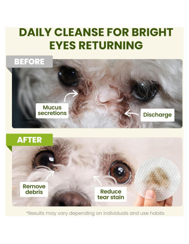 Toallitas para Ojos PawSono 100 PCS Hipoalergénicas