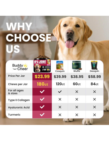 Suplemento de Glucosamina BuddyCheer para Perros 180 Chews